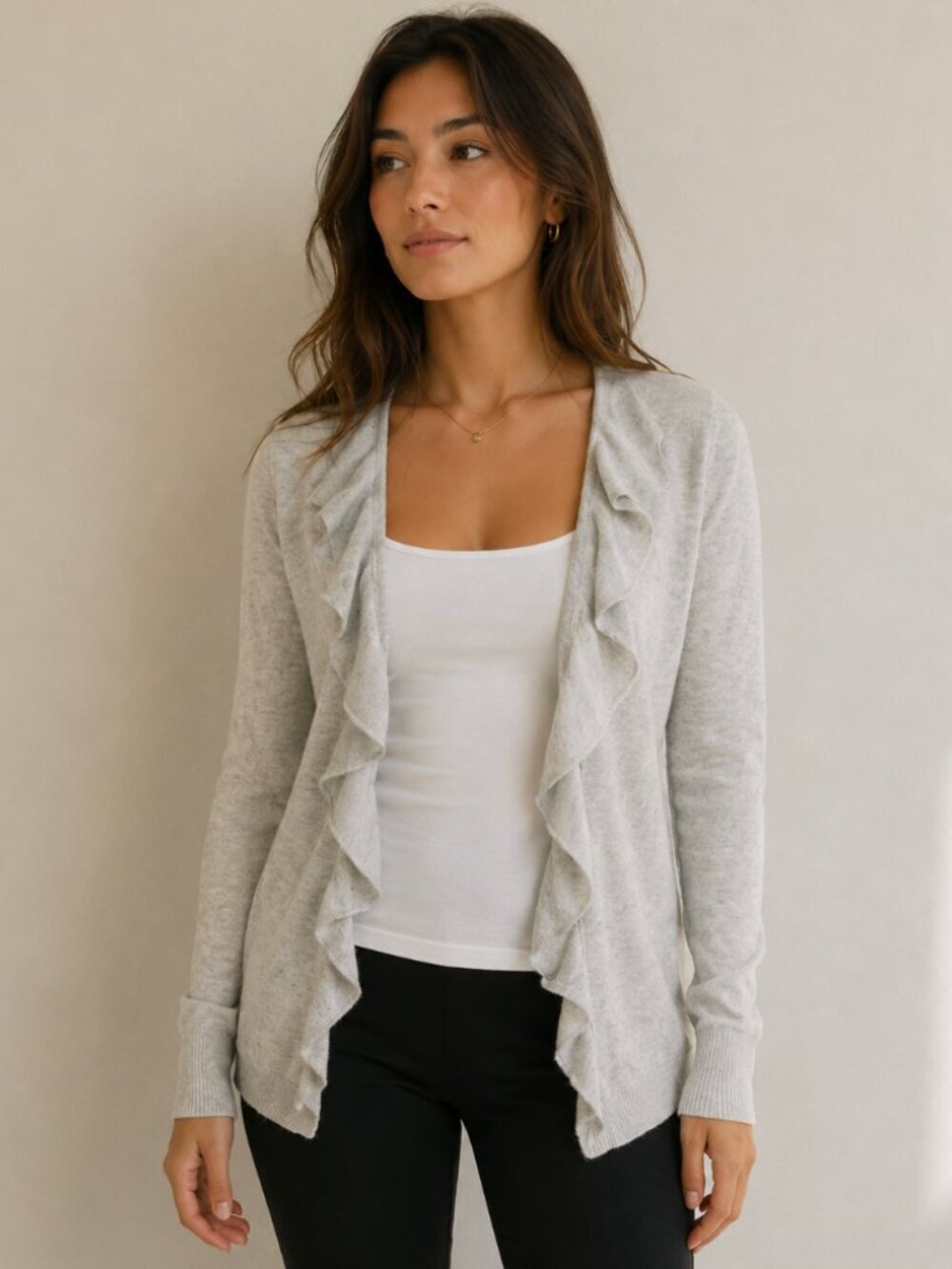 Hollister Womens Ruffle Cascade Cardigan Size Small Sweater Gray Sweater